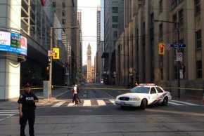 Bay Street ended up being closed north of King St. W. on Monday morning after reports of a swaying antenna along with the Trump tower.