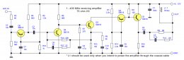 HF & VHF antenna amplifier without coils schematic circuit